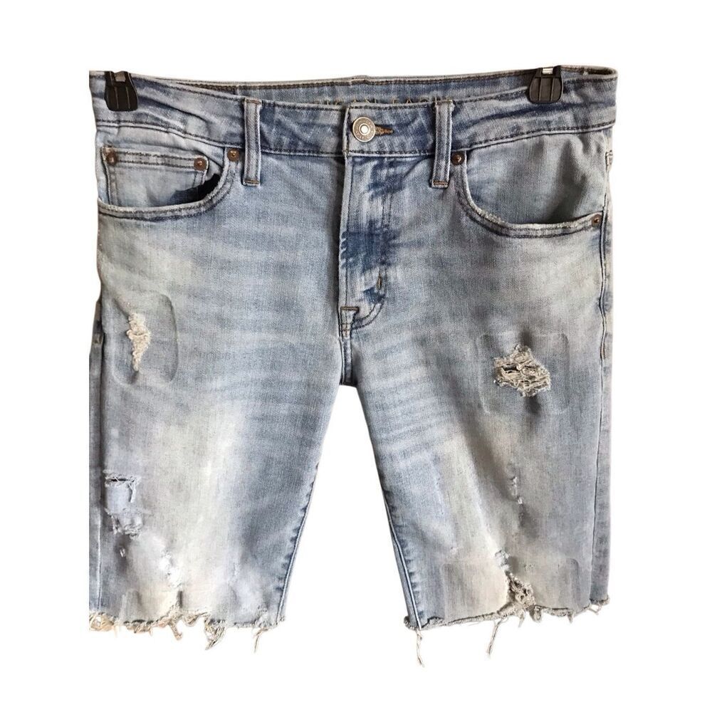 American eagle SZ 32 jean shorts denim distressed blue cutoffs